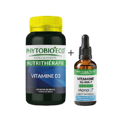 Vitamine K2-MK-7 brevetée MenaQ7 & Vitamine D3